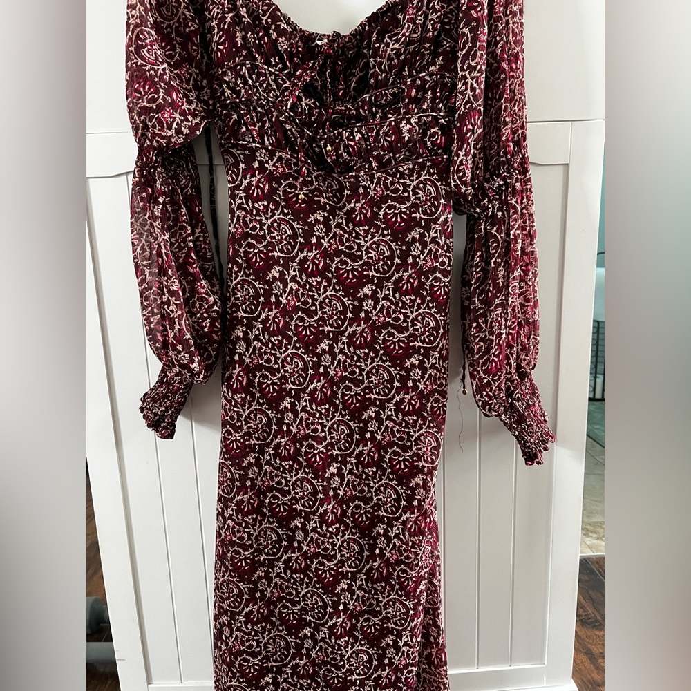 Free People Burgundy Floral Dress